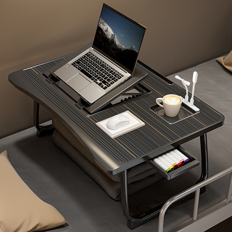 Foldable Laptop Desk for Bed & Couch with Cup Holder, Phone Holder, Drawer, and USB Port – Home Office Breakfast Tray Lap Desk for Working and Watching Movies – 6 Styles