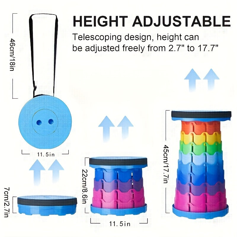 Collapsible Folding Stool 2-Pack, Portable Lightweight 400LB Capacity - Retractable Seat for Camping, Fishing, Hiking, Kitchen, BBQ, Indoor and Outdoor Use