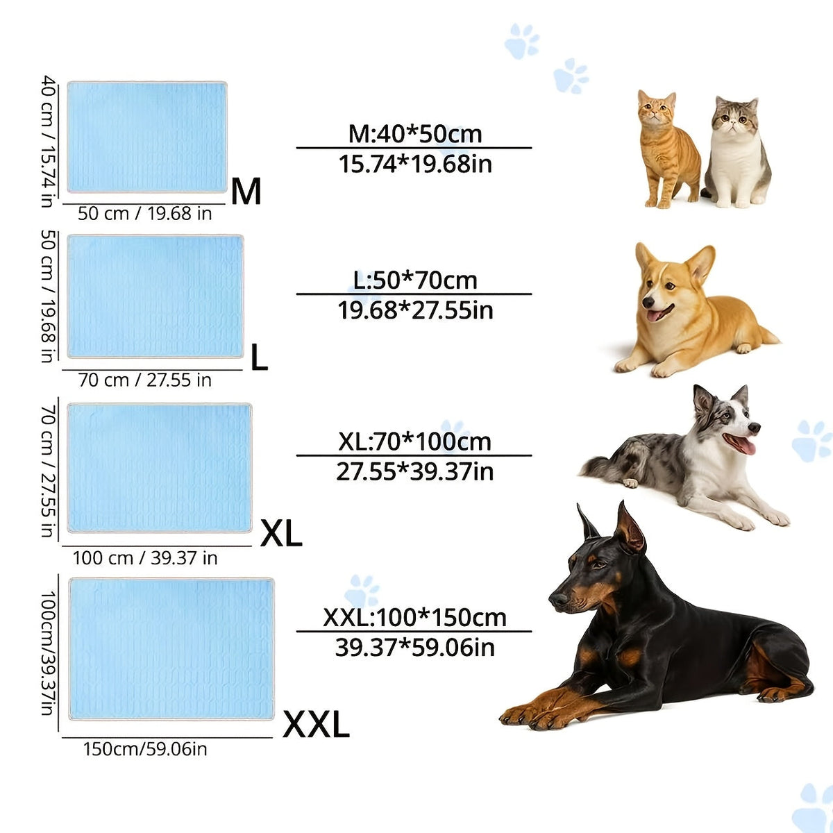 2026 Upgraded Summer Pet Cooling Mat - Ice-Cool Sweat-Absorbent Sleeping Pad for Cats & Dogs, Keeps Pets Cool All Summer, 3 Sizes M/L/XL for Small, Medium & Large Pets (Blue)