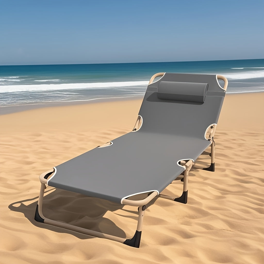 1200D Folding Camping Bed – Portable Outdoor Sleeping Cot Without Mattress for Camping, Beach, Patio, Sunbathing, and Poolside, Durable Oxford Fabric, Easy Setup, Gray