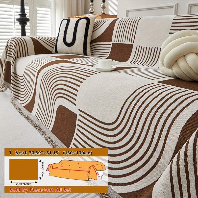 Bohemian Sofa Cover & Blanket - Pet Scratch-Proof, Non-Slip Four-Season Furniture Protection - 1, 2, 3 & 4-Seater - Dark Coffee, Gray, Black & More