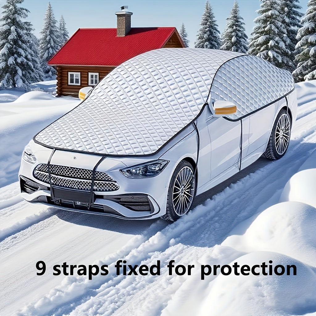 Car Windshield Snow Cover - Portable Snow & Ice Shield, Frost Protection, Easy Installation, Wind-Resistant - Fits Most Vehicles