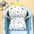 Baby Bath Support Mat Cushion for Newborns, Non-Slip 3-Point Adjustable Infant Shower Net Seat with Cute Cartoon Prints, Safe Bathing Aid for Boys & Girls (Tub Not Included)