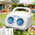 Upgraded Automatic Bubble Machine, Thickened 2-Fan Design, 20,000+ Bubbles Per Minute, Plug-in or Battery-Powered Portable Bubble Blower for Indoor/Outdoor Birthday Parties, Weddings, and Kids (White/Black)