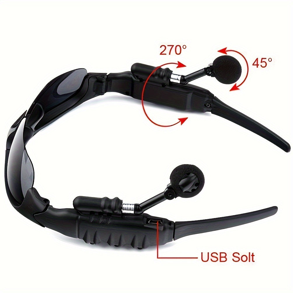 Bluetooth 5.4 Smart Audio Glasses Wireless Headset – Hands-Free Calls & Music, Built-In Condenser Mic, Volume Control, USB Charging, 80mAh Battery, Open-Ear Wearable Tech Eyewear for Men & Women