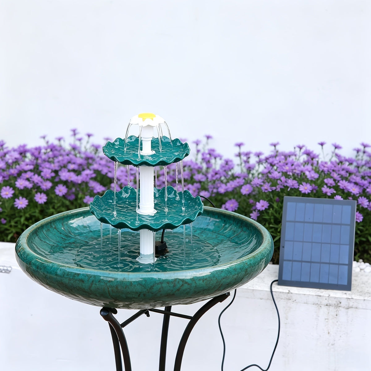 3-Layer Solar Bird Bath Fountain 3.5W – Outdoor Garden Courtyard Decor Solar Powered Fountain Pump, No Wiring Needed, Dark Green, Light Blue, or Fountain-Only, Single & Three Tier Options