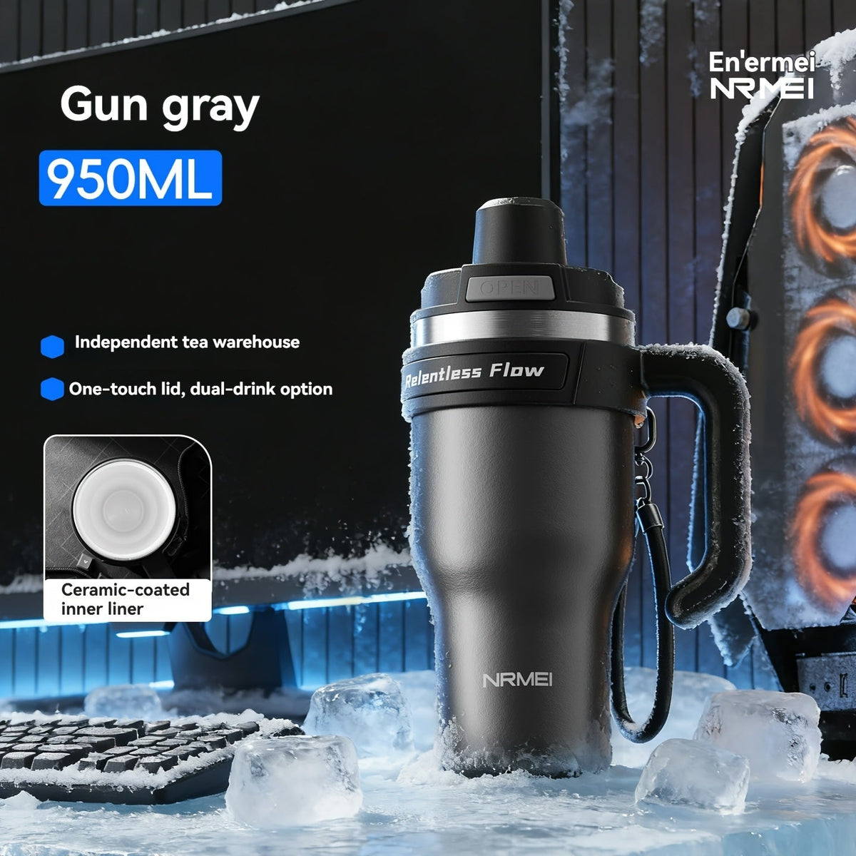 Stainless Steel Insulated Thermos 24-Hour Hot & Cold Leak-Proof with Handle & Carrying Strap for Car Travel & Daily Use – 32 oz & 42 oz Multiple Colors