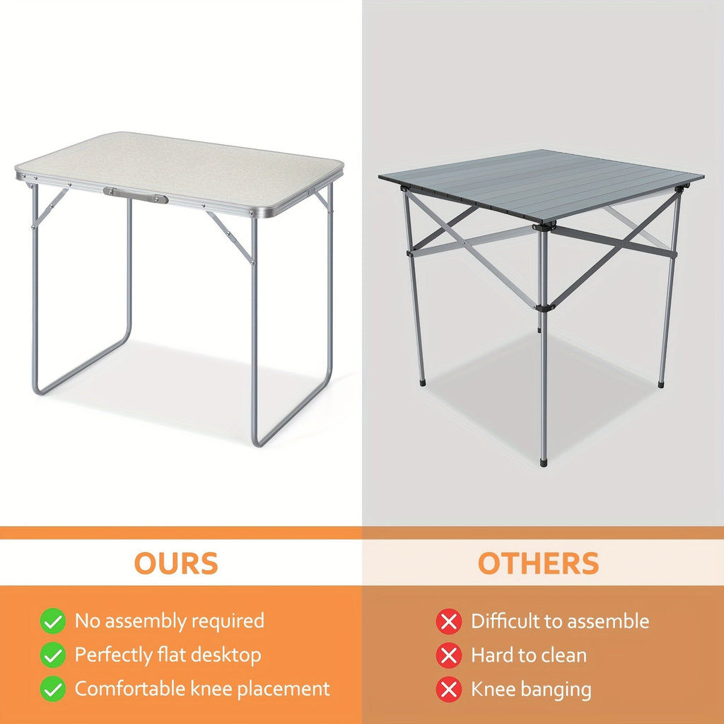 Foldable Portable Table - Lightweight Folding Table for Yard, Camping, Picnic & Family Gatherings - White