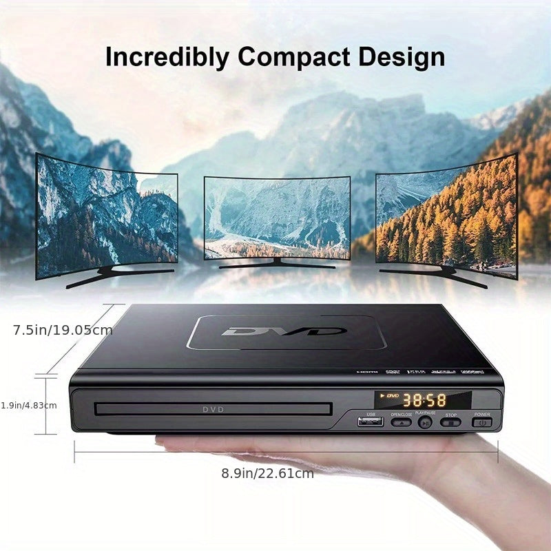DVD Player All Region Free – USB Port, AV Output, Remote Control, Plays DVD, VCD, CD-R, MP3, Compatible with TV & Home Theater, US Plug, Great Gift