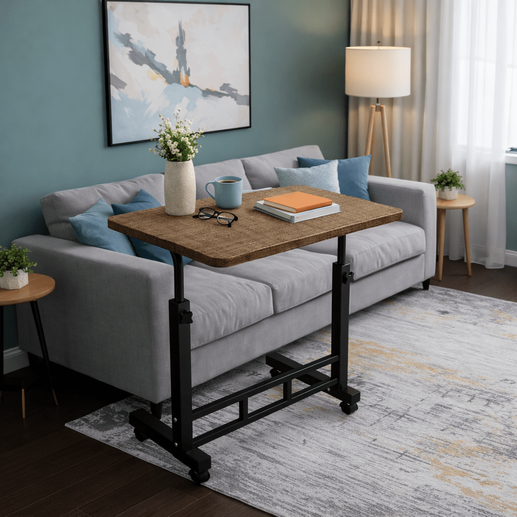 Height Adjustable Mobile Laptop Table with Wheels, Rolling Bedside Computer Desk for Bed and Sofa, Side Table for Bedroom, Dorm Room, and Small Spaces, Available in 8 Colors