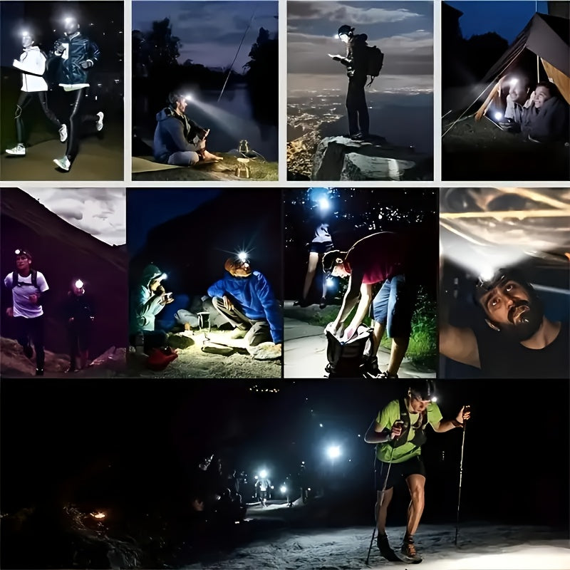 LED Rechargeable Headlamp 2-Pack – 5 LED USB Charging 4-Mode IP65 Waterproof Head-Mounted Flashlight for Camping, Hiking, Hunting, Fishing, Running, and Outdoor Sports for Men and Women