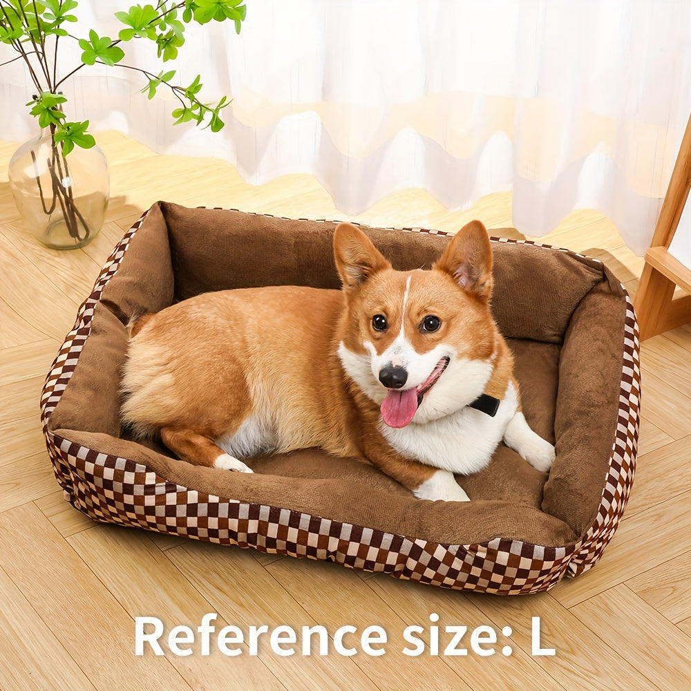 Cozy Plaid Dog Bed for Small, Medium, and Large Dogs - Ultra-Soft Polyester Plush Pet Mat, Ready to Use with No Assembly Required, Stylish All-Season Indoor Flat Dog Bed Lounger for All Breeds
