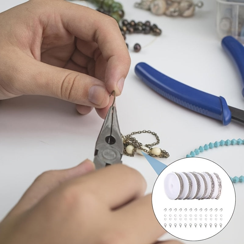 304 Stainless Steel Chain Jewelry Making Kit 10 or 15 Rolls 74-75 Feet with Lobster Clasp and Toggle Clasp Set for DIY Bracelets, Necklaces, Anklets, and Handmade Jewelry Supplies (Gold, Rose Gold)