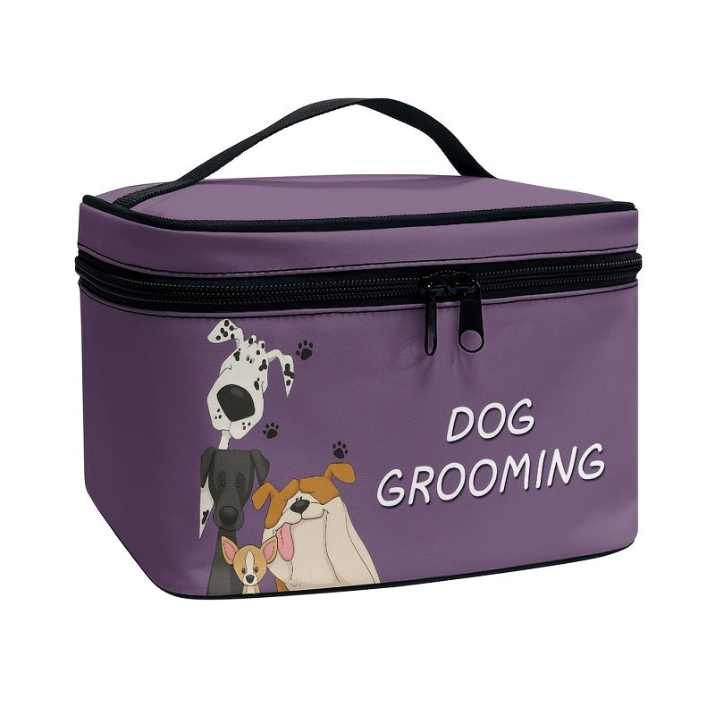 Dog Grooming Organizer Bag with Zipper - Portable Pet Grooming Supplies Storage Case for Home and Travel, Dog-Themed Grooming Tool Holder, Gift for Pet Owners and Dog Groomers, Multiple Colors & Styles