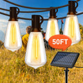 Solar LED String Lights Outdoor Waterproof 50FT & 100FT – ST38 Shatterproof Dimmable Bulbs, USB-C & Solar Powered, 4 Modes, for Patio, Yard, Pool, Garden, Wedding, Camping, and Christmas Decor