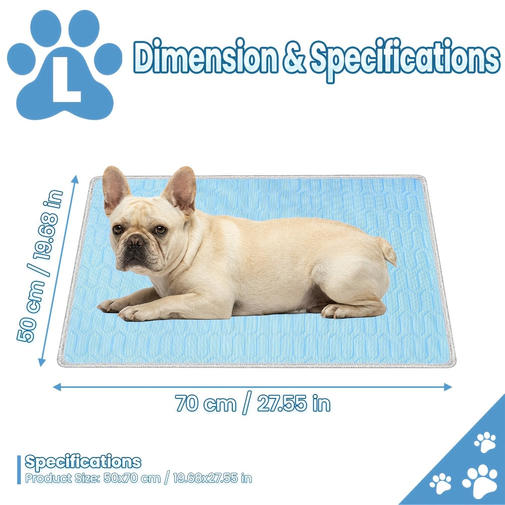 2026 Upgraded Summer Pet Cooling Mat - Ice-Cool Sweat-Absorbent Sleeping Pad for Cats & Dogs, Keeps Pets Cool All Summer, 3 Sizes M/L/XL for Small, Medium & Large Pets (Blue)