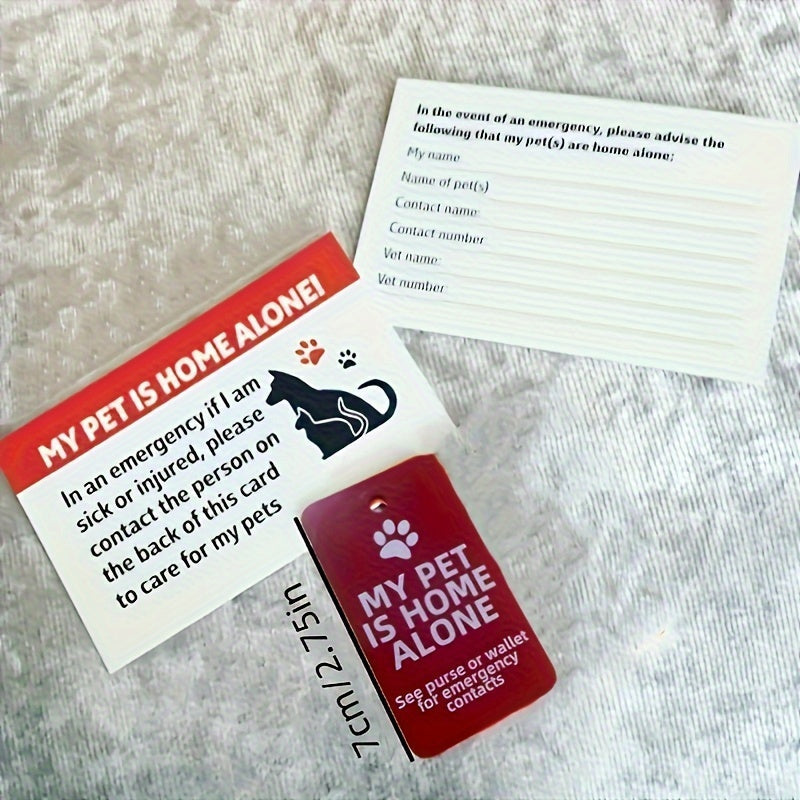 Pet Emergency Alert Card & Acrylic Keychain Set – Includes Vet and Contact Info – Safety ID for Solo Pet Owners, Seniors, and Outdoor Enthusiasts