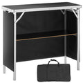 Portable Tradeshow Podium & Display Counter, 38.4"x15.2"x34.3", 111 lbs Top / 66.7 lbs Shelf, 4-Leg Aluminum Alloy & MDF, Foldable, Storage Rack, Polyester Cloth & Carrying Bag Included, for Trade Show, Expo & Event