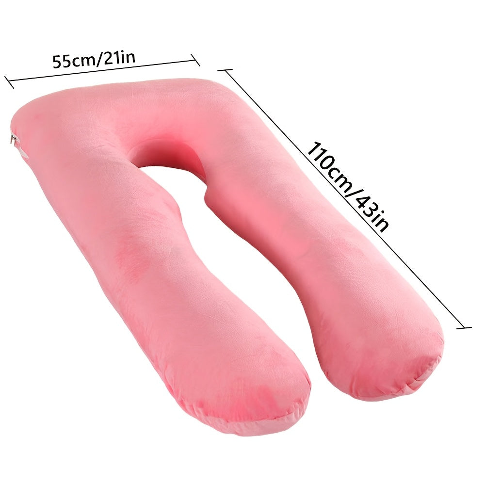 J & U-Shaped Pregnancy Pillow, Full Body Maternity Pillow with Velvet & Flannel Cover, Back, Legs & Belly Support for Pregnant Women, 43", 47" & 55", Multiple Colors