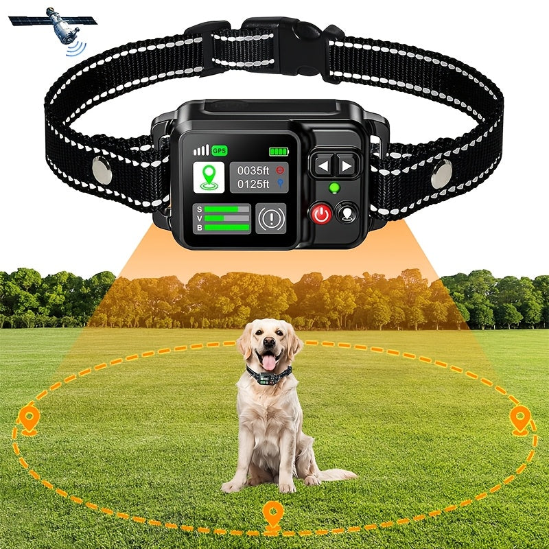 GPS Wireless Dog Fence System - Invisible Boundary, Rechargeable GPS Collar, 3 Training Modes, No Subscription - Medium & Large Dogs, Yard, Farm & Outdoor - Black & Orange