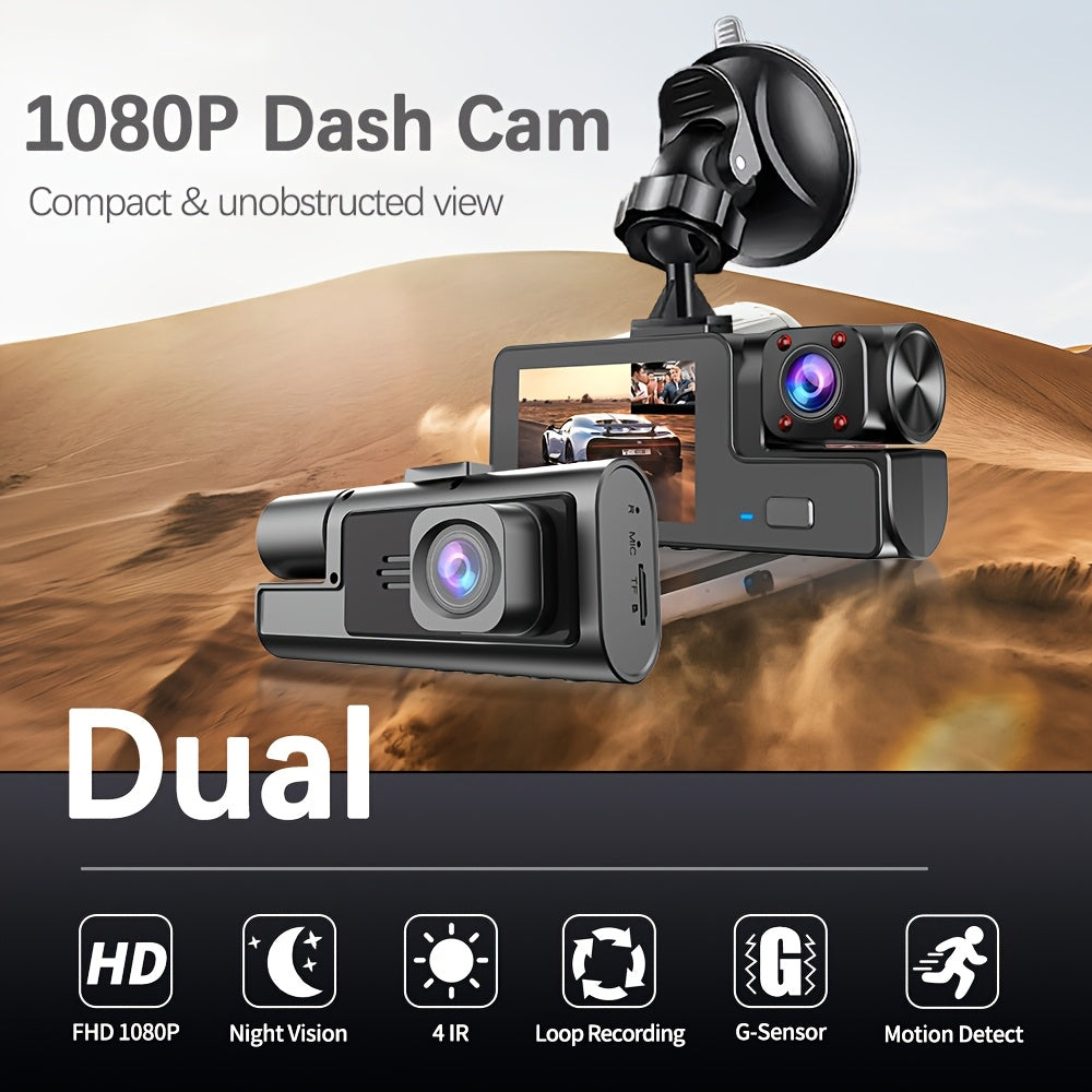 1080P Dual Channel Dash Cam Front & Rear 170° Wide Angle with Super Night Vision, Loop Recording, G-Sensor, and Wi-Fi – FHD Car DVR Dashboard Camera for Cars, Trucks, and SUVs