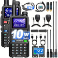 BAOFENG GM-5RH 10W Long Range GMRS Radio 2-Pack - Handheld Two-Way Radio with NOAA Weather, USB-C Charging, 999 Channels, 2500mAh Battery, 771 & 805S Antenna for Hunting, Camping, and Climbing