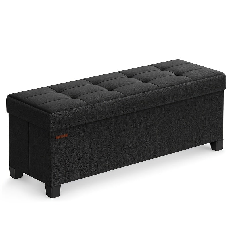 Folding Storage Ottoman Bench 30-Gallon 43.3" – Large Capacity Storage Chest Foot Rest Stool for Bedroom Living Room in Brown Gray Black Blue