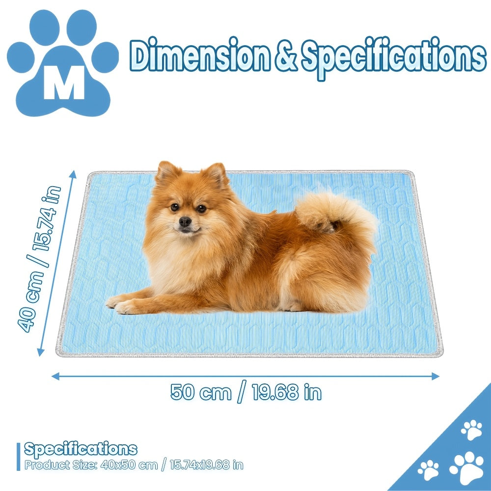 2026 Upgraded Summer Pet Cooling Mat - Ice-Cool Sweat-Absorbent Sleeping Pad for Cats & Dogs, Keeps Pets Cool All Summer, 3 Sizes M/L/XL for Small, Medium & Large Pets (Blue)