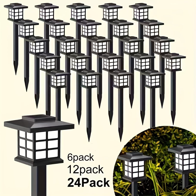 Solar Outdoor Garden Lights 6/12/24 Pack IP44 Waterproof | Warm White & Colorful LED Landscape Pathway Lights for Yard, Courtyard, Patio, Holiday Decoration – Auto On/Off