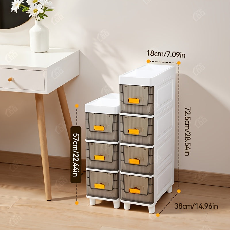 Slim Rolling Storage Cabinet with Drawers and Wheels, Waterproof PP Organizer, 3/4/5/6 Tier for Bathroom, Kitchen, Bedroom, and Small Spaces – Narrow Drawer Unit
