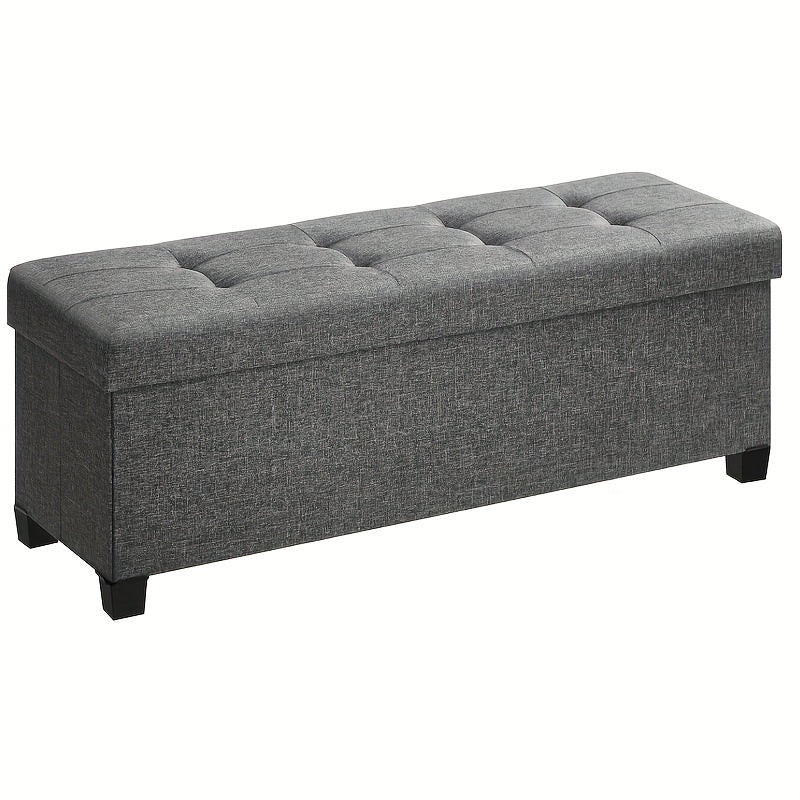 Folding Storage Ottoman Bench 30-Gallon 43.3" – Large Capacity Storage Chest Foot Rest Stool for Bedroom Living Room in Brown Gray Black Blue