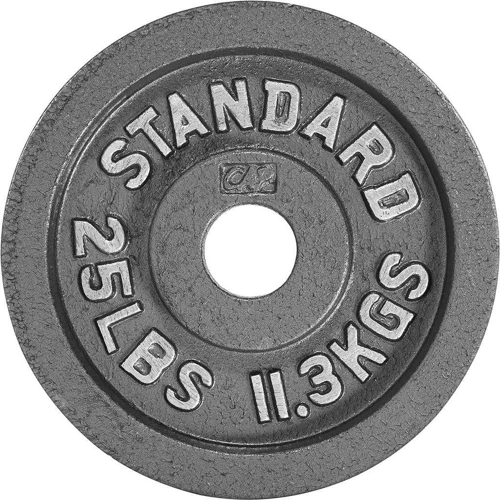 Cast Iron Weight Plates 2-Inch Solid Baked Enamel Finish for Strength Training, Weightlifting, Bodybuilding, Powerlifting, Home Gym Barbell - 2.5, 5, 10, 25, 35, 45, 100 LB