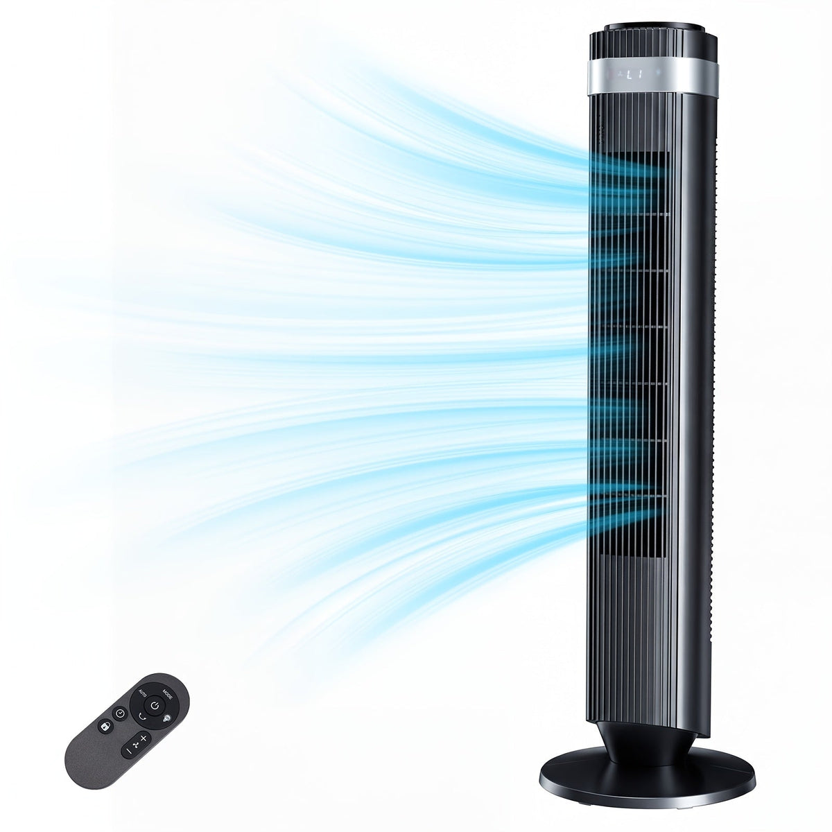 36-Inch Bladeless Tower Fan with Remote Control 5 Speed Settings 4 Modes Ultra Quiet 28dB 12H Timer Oscillating Portable Floor Fan for Home Bedroom & Office – Black or White