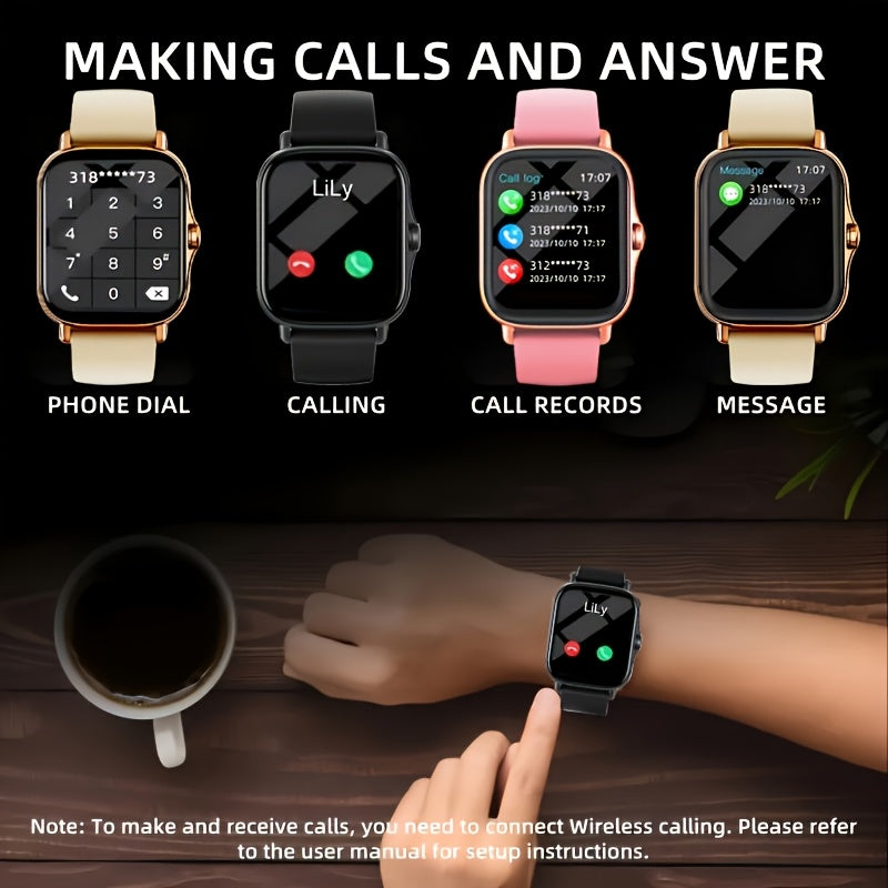 Large Screen Smart Watch, HD Voice Call, Fitness Tracker, Unisex, Compatible with iPhone and Android, Multiple Sports Modes, Heart Rate Monitor, Message Reminder, Outdoor Sports, Daily Wear, Holiday Gift