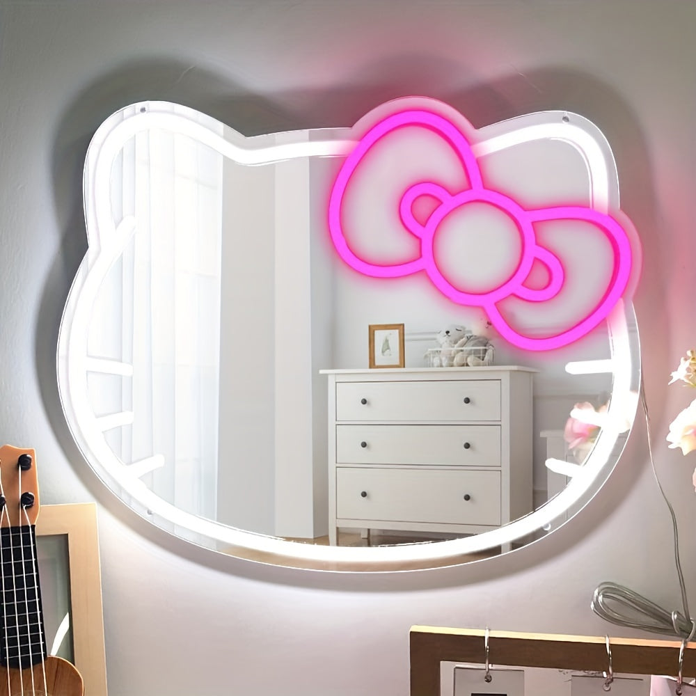 Hello Kitty LED Neon Sign Multi-Color USB Powered Push Button Control Wall Hanging Decorative Night Light for Bedroom Kids Room Gaming Room Party Decor