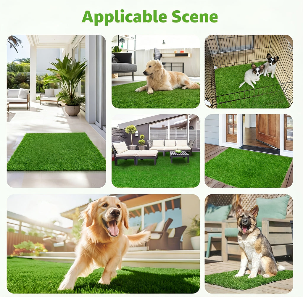 2-Pack Washable Dog Potty Training Mat, Reusable Artificial Grass Pad with Odor Control for Puppies and Adult Dogs, Indoor/Outdoor Housebreaking and Travel Pet Waste Solution