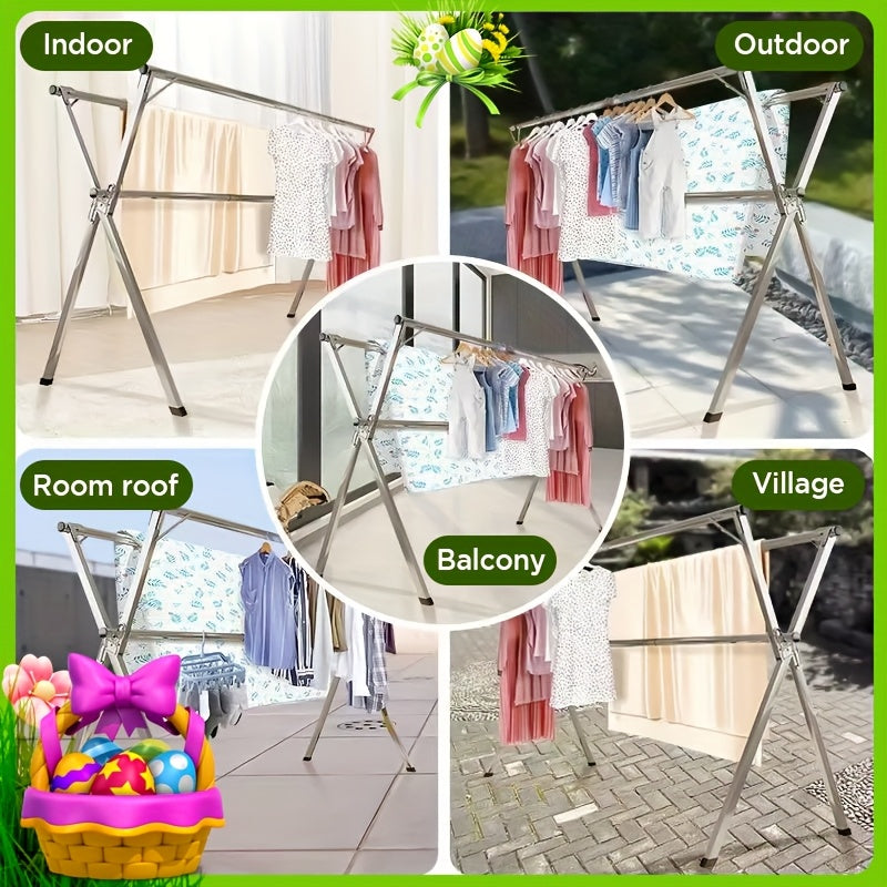 Stainless Steel Clothes Drying Rack 63" & 78.7" Retractable Foldable Heavy-Duty Laundry Drying Rack, Collapsible Indoor/Outdoor Clothesline with Adjustable Length for Balcony, Bedroom, and Laundry Room