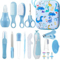 15-Piece Baby Grooming & Care Kit with Portable Case, Complete Newborn Essentials Set with Hair Brush Comb Nail Clipper & Nail File for Boys & Girls, Blue & Pink
