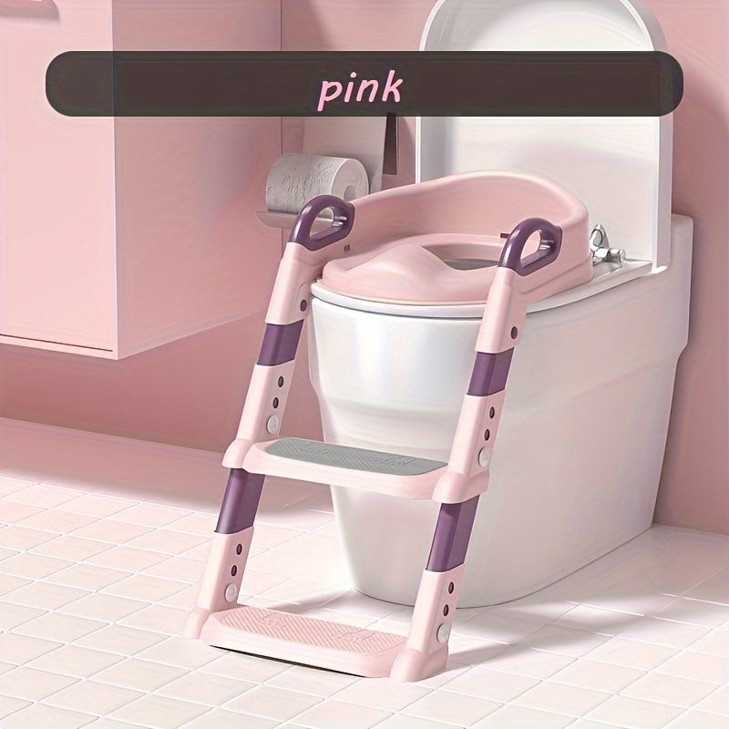 Foldable Kids Potty Training Seat with Step Stool, 2-in-1 Toddler Toilet Training Seat with Folding Step for Boys & Girls, Portable Compact Potty Seat for Home & Travel