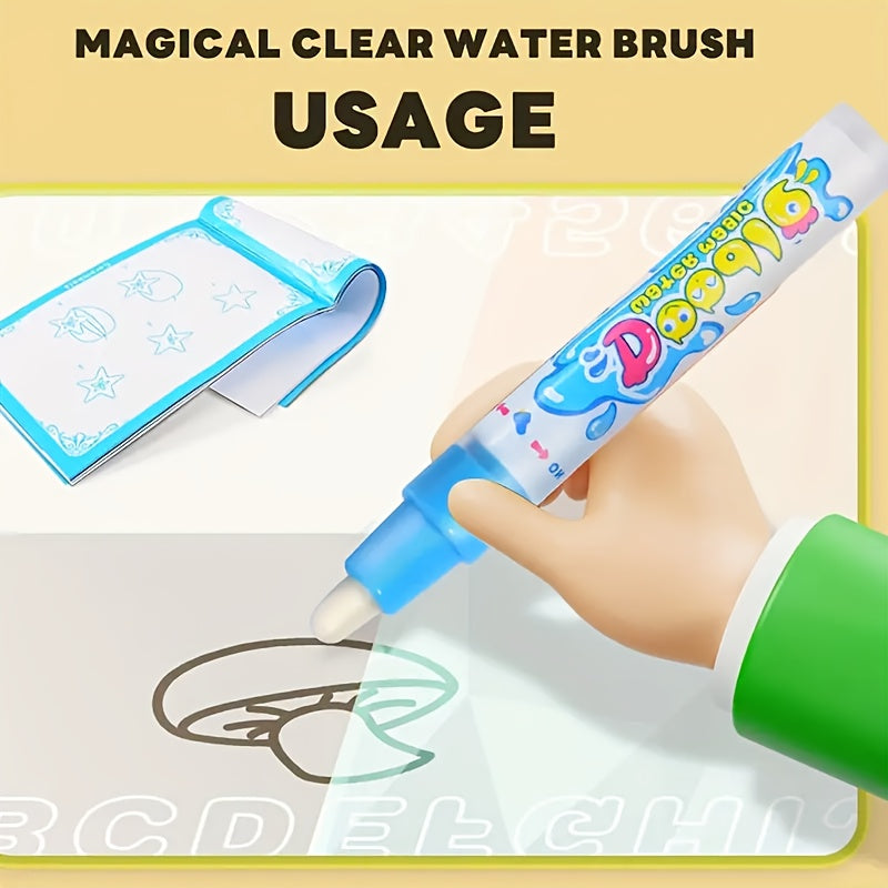 Water Drawing Mat for Kids, Reusable Magic Painting Canvas, Mess-Free Art Toy Set for Ages 3+, Large 80x60cm, Ocean Animal Designs, Gift Box