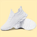 Men's Lightweight Breathable Knit Mesh Sneakers, EVA Sole Low-Top Lace-Up Running Walking Shoes, White Red Black Round Toe, All-Season Gym Travel Daily Wear, Sizes US 6-13.5
