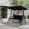 All-Weather Porch Glider Swing with UV-Treated Canopy & Rust-Proof 2-Step Powder-Coated Steel Frame – Quiet Smooth Gliding Outdoor Swing for Patio, Garden & Backyard, Black Beige Brown – Nova Mart