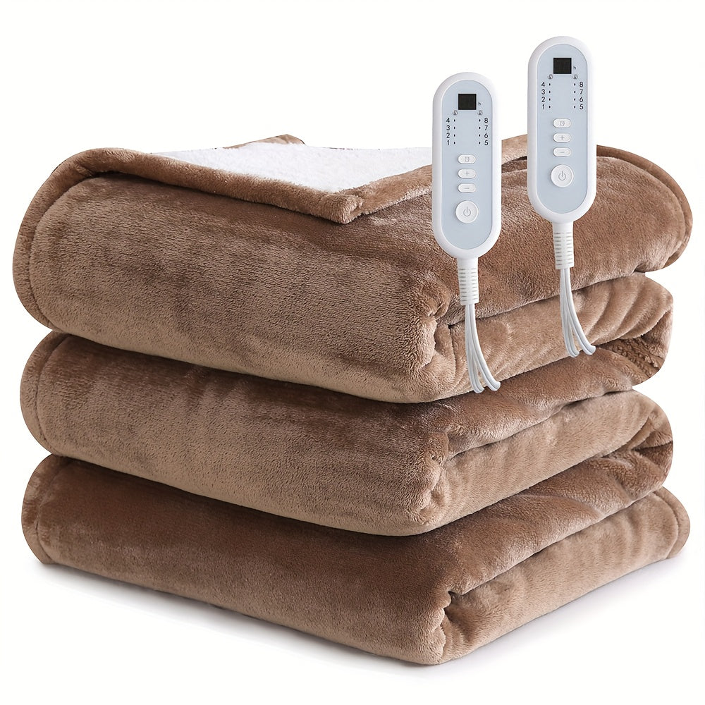 Electric Heated Blanket, Flannel, Extra Large, 8 Temperature Levels, 10-Hour Auto-Off, PTC+NTC Overheat Protection, Machine Washable – Available in Throw, Twin, Full, Queen, and King Sizes