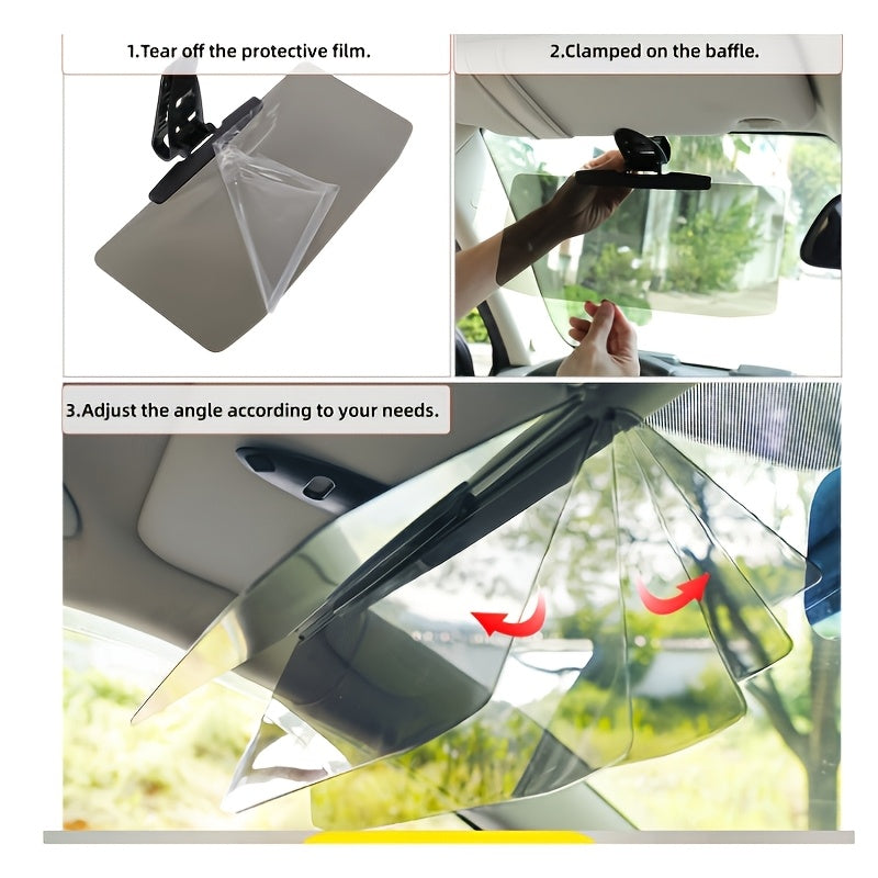 Car Sun Visor Extender, UV400 Polarized Anti-Glare Shield, Adjustable Clip-On Sun Blocker, Universal Fit for Safe and Comfortable Day and Night Driving