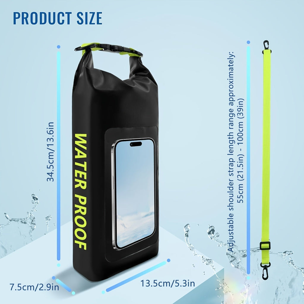 10L Waterproof Roll-Top Dry Bag with Phone Case - Crossbody Shoulder Bag for Kayaking, Boating, Beach, Camping, Swimming, Fishing, Rafting, and Travel