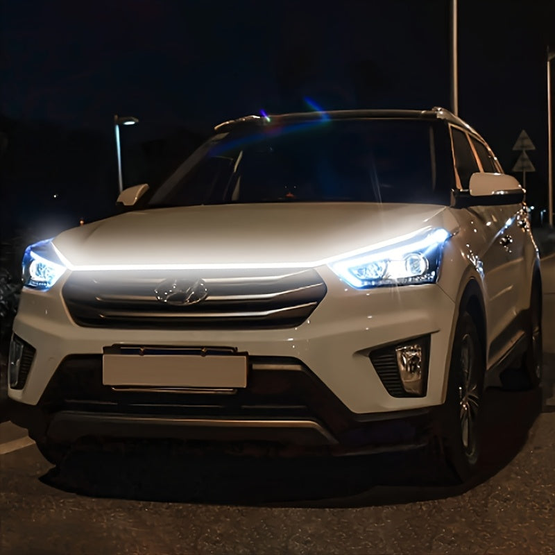 70-Inch LED Engine Bay Light Strip, White, High Brightness 2000-3000 Lumens, Auto Welcome Mode, Sequential Turn Signal Effect, 12V Hardwired for Cars and SUVs - Under-Hood Ambient Lighting