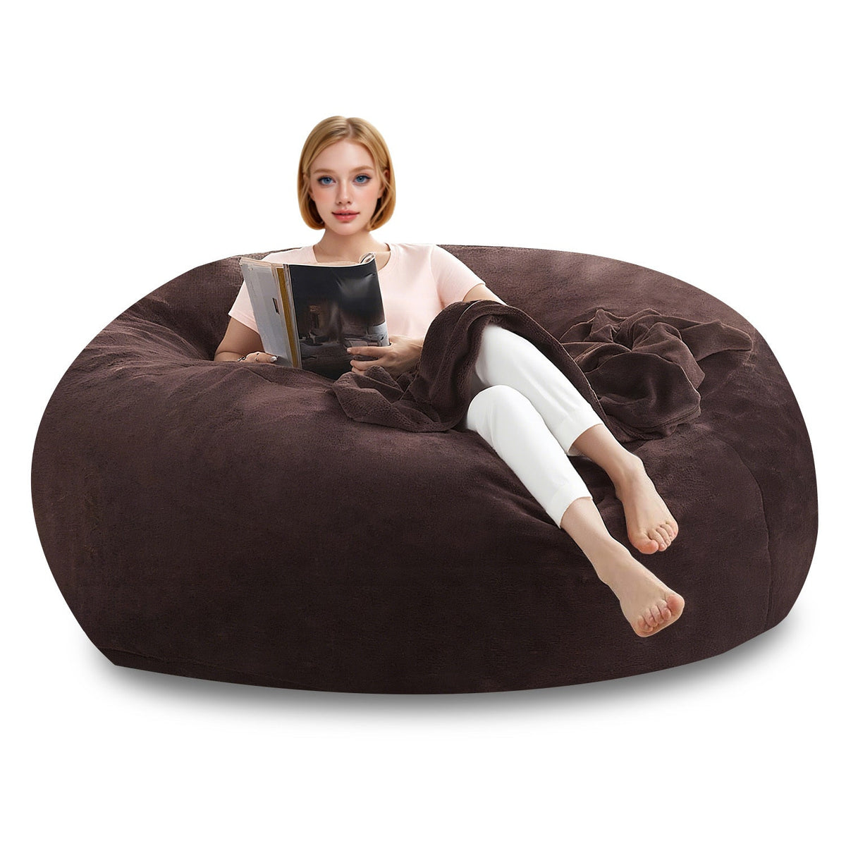 Oversized Bean Bag Chair 4ft 5ft 6ft Memory Foam Filled Micro Velvet Cover Sofa Bed Lounger No Assembly for Living Room Bedroom Adults – 7 Colors