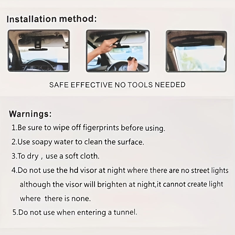 Car Sun Visor Extender, UV400 Polarized Anti-Glare Shield, Adjustable Clip-On Sun Blocker, Universal Fit for Safe and Comfortable Day and Night Driving