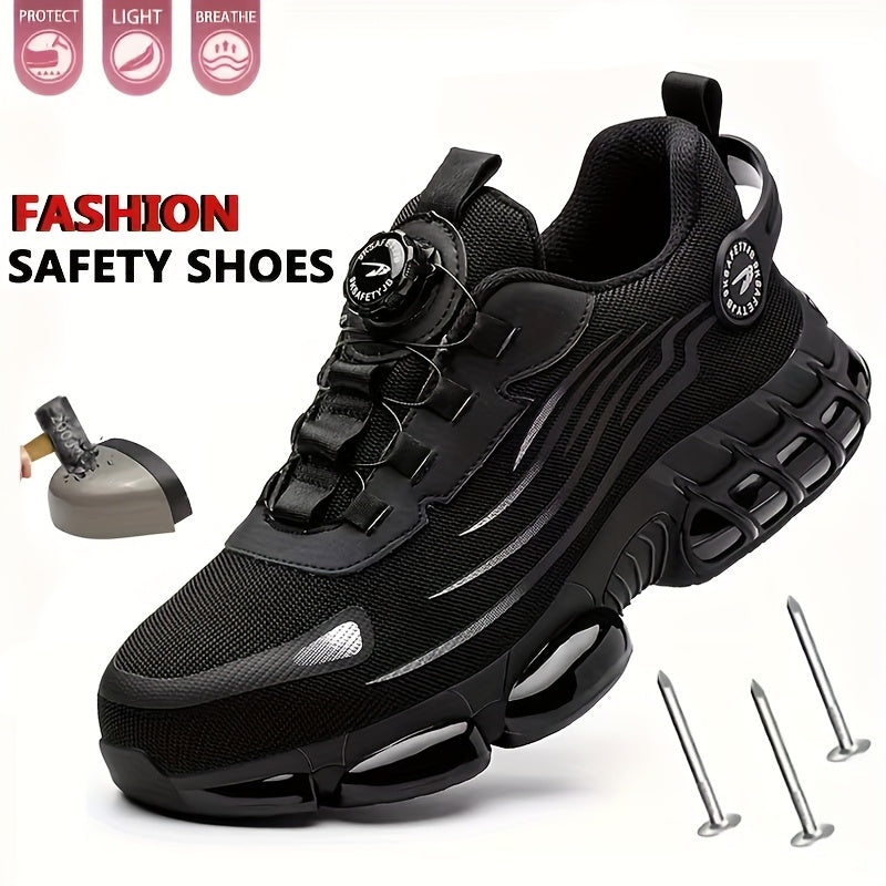 Men's Steel Toe Work Shoes Slip-Resistant Safety Boots Breathable Composite Toe Sneakers Abrasion-Resistant Construction Work Boots Black Dark Gray US 6-11