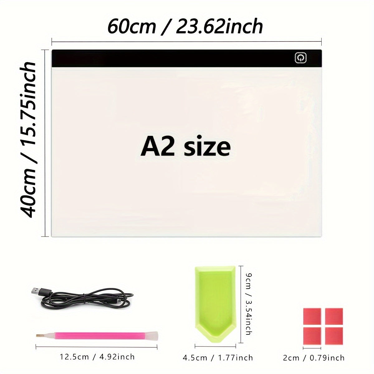 LED Light Pad for Diamond Painting A2 A3 A4 A5 USB Powered Adjustable Brightness Light Board Kit for Tracing, Sketching, Drawing, Animation, Stencil, Art, and Craft with Optional Bracket & Drill Pen